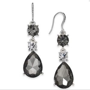 Smoke and Crystal Tiered Teardrop Earrings